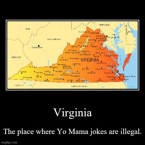 Virginia | image tagged in funny,demotivationals,virginia,yo mama,what | made w/ Imgflip demotivational maker