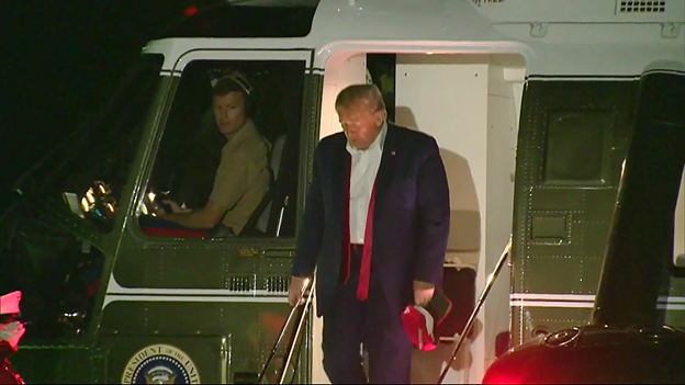 Trump slouching off Marine 1 Blank Meme Template