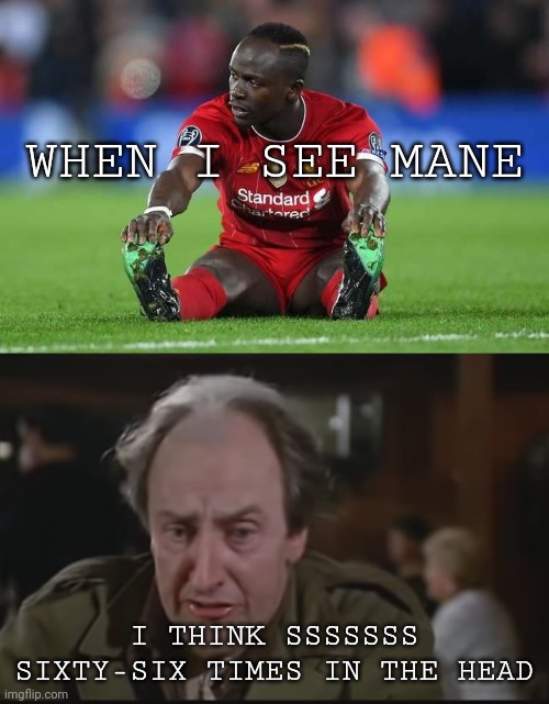 WHEN I SEE MANE; I THINK SSSSSSS SIXTY-SIX TIMES IN THE HEAD | image tagged in memes | made w/ Imgflip meme maker