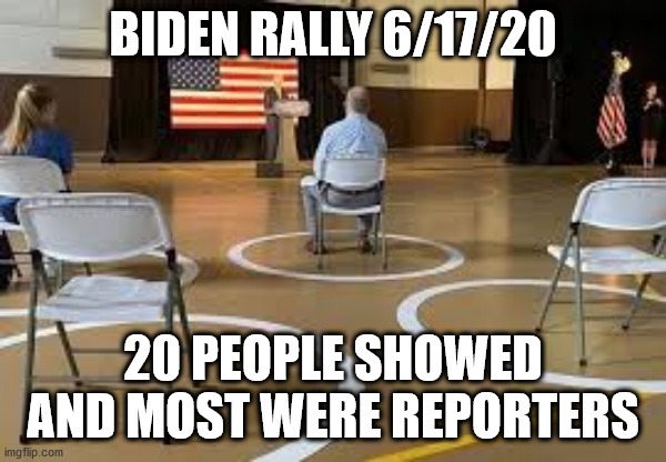 BIDEN RALLY 6/17/20 20 PEOPLE SHOWED AND MOST WERE REPORTERS | made w/ Imgflip meme maker