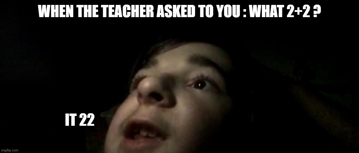 What 2+2 ? | WHEN THE TEACHER ASKED TO YOU : WHAT 2+2 ? IT 22 | image tagged in i don't understand the life | made w/ Imgflip meme maker
