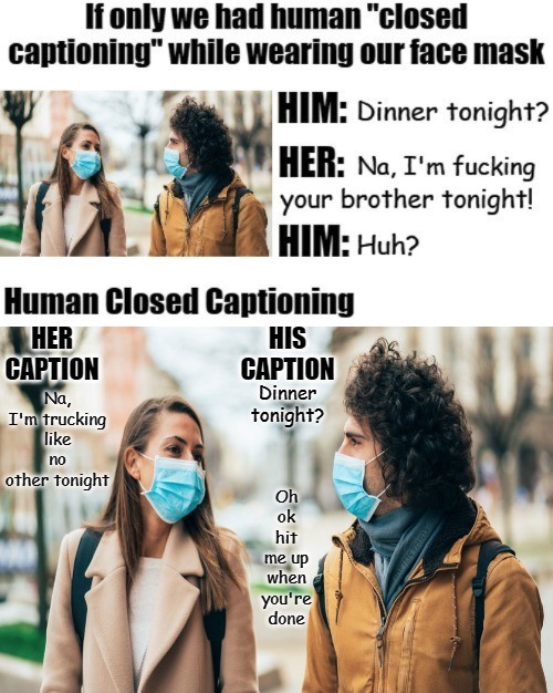 Face Mask Closed Captioning Blank Meme Template