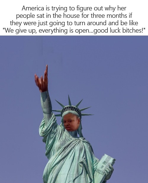 Statue Of Liberty Wondering What Was The Point Of The Lockdown Blank Meme Template