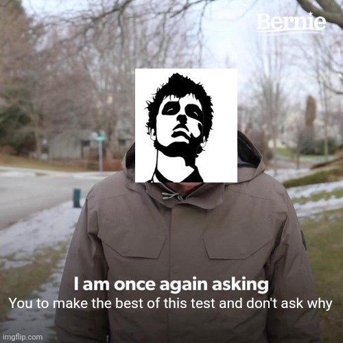 I made way too many of these | You to make the best of this test and don't ask why | image tagged in memes,bernie i am once again asking for your support,running out of billie joe faces to use,green day | made w/ Imgflip meme maker