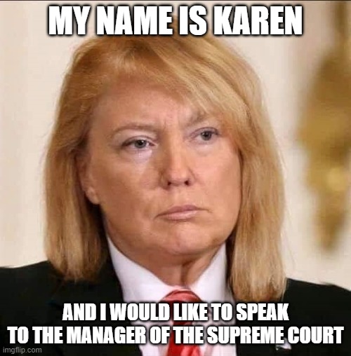MY NAME IS KAREN; AND I WOULD LIKE TO SPEAK TO THE MANAGER OF THE SUPREME COURT | made w/ Imgflip meme maker