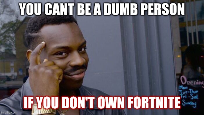 its the perfect solution, everyone. | YOU CANT BE A DUMB PERSON; IF YOU DON'T OWN FORTNITE | image tagged in memes,roll safe think about it,funny | made w/ Imgflip meme maker