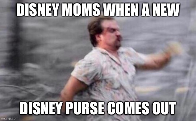 lol who else can relate | DISNEY MOMS WHEN A NEW; DISNEY PURSE COMES OUT | image tagged in hopper run | made w/ Imgflip meme maker