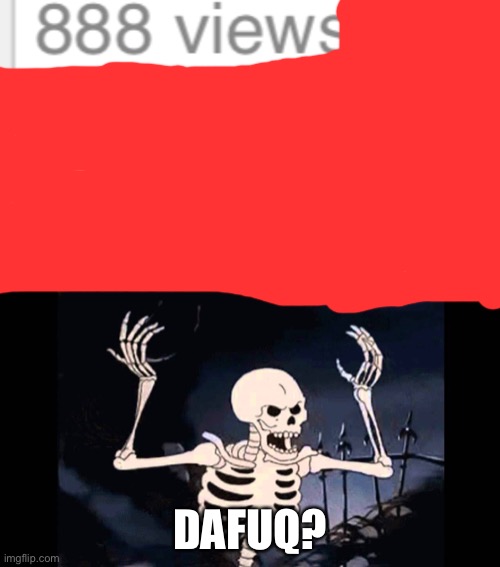 The actual 888 views aren’t mine that’s why it’s here but omg that’s heccing weird | DAFUQ? | image tagged in spooky skeleton | made w/ Imgflip meme maker