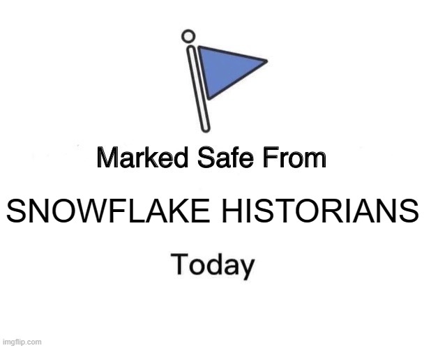 #SNOWFLAKEHISTORIANS | SNOWFLAKE HISTORIANS | image tagged in memes,marked safe from | made w/ Imgflip meme maker