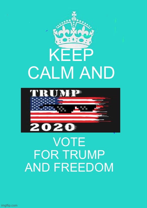 Keep Calm & vote 4 trump | KEEP CALM AND; VOTE FOR TRUMP AND FREEDOM | image tagged in memes,keep calm and carry on aqua | made w/ Imgflip meme maker