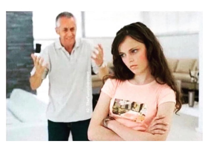 DAD & TEEN DAUGHTER 1 Blank Meme Template