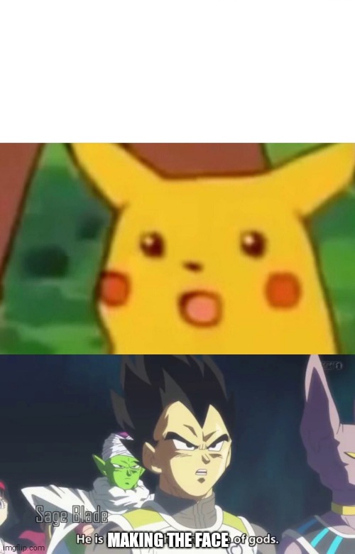 MAKING THE FACE | image tagged in memes,surprised pikachu,he is speaking the language of the gods | made w/ Imgflip meme maker