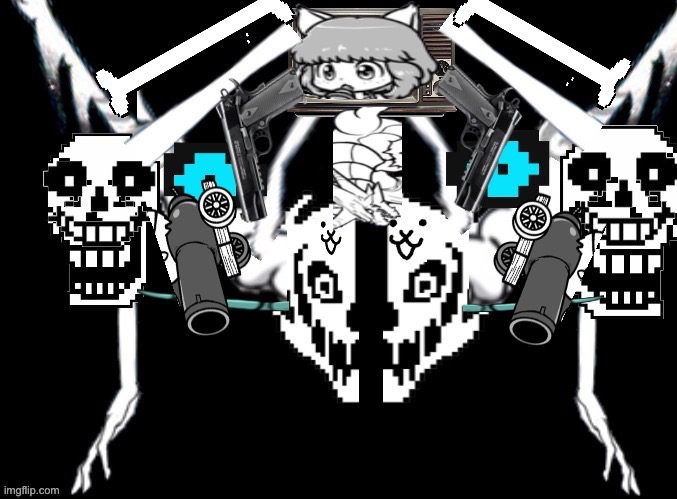 Monegapyrusanshamutblastshishikubinobiluffacat Pasalan Obstructa (Yes its such a long name for this cursed image) | image tagged in memes,funny,references,abomination,omega flowey,cursed image | made w/ Imgflip meme maker
