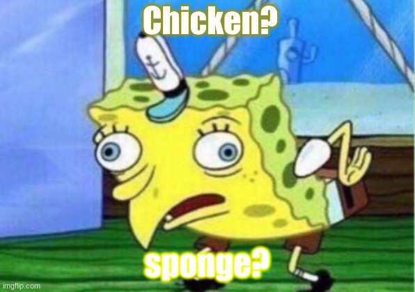 chicken or sponge? | Chicken? sponge? | image tagged in memes,mocking spongebob | made w/ Imgflip meme maker