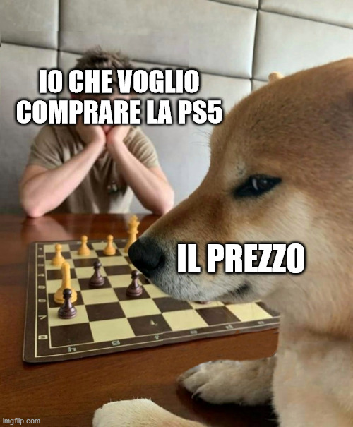 Chess doge | IO CHE VOGLIO COMPRARE LA PS5; IL PREZZO | image tagged in chess doge | made w/ Imgflip meme maker