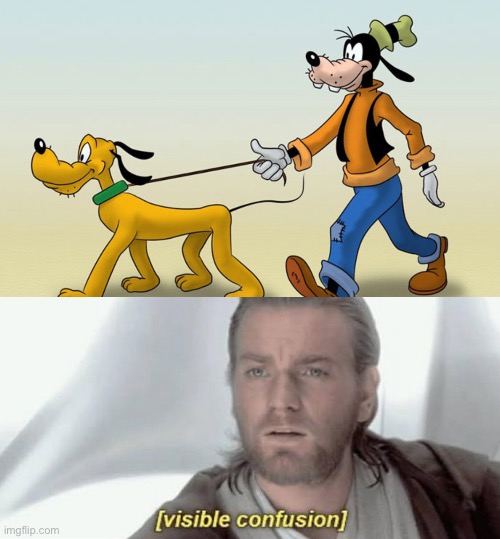 Dog walking | image tagged in visible confusion,pluto,goofy,funny,memes,disney | made w/ Imgflip meme maker