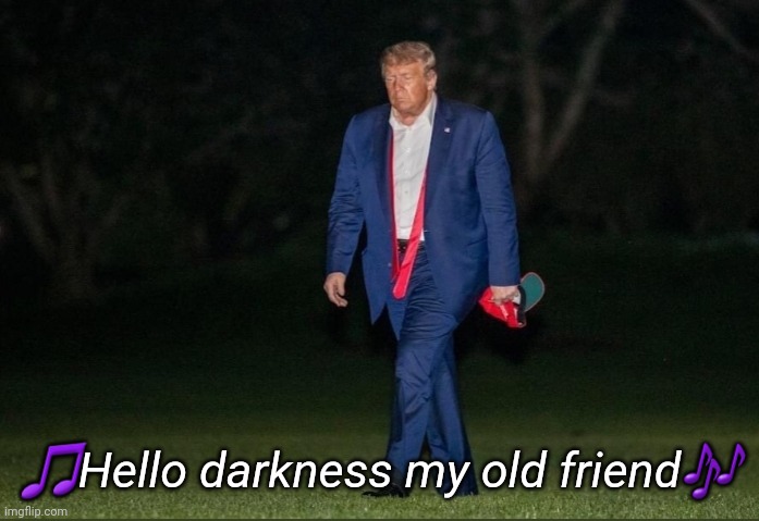 Back from Tulsa | 🎵Hello darkness my old friend🎶 | image tagged in trump,rally | made w/ Imgflip meme maker