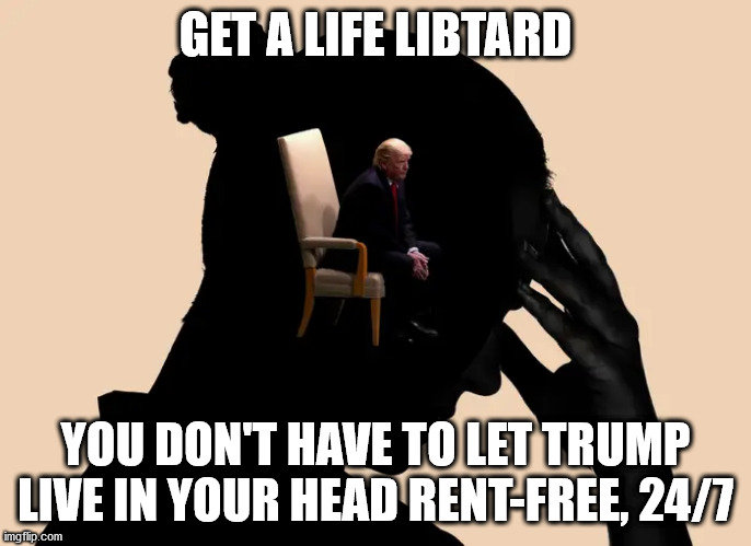 GET A LIFE LIBTARD YOU DON'T HAVE TO LET TRUMP LIVE IN YOUR HEAD RENT-FREE, 24/7 | made w/ Imgflip meme maker