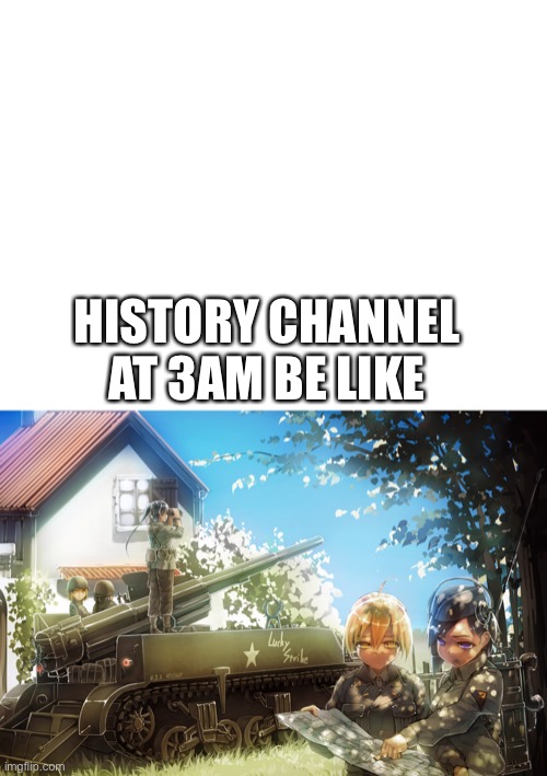 HISTORY CHANNEL AT 3AM BE LIKE | image tagged in blank white template,world war 2,anime,history,history channel,memes | made w/ Imgflip meme maker