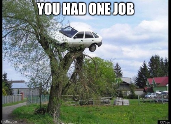 Secure Parking Meme | YOU HAD ONE JOB | image tagged in memes,secure parking | made w/ Imgflip meme maker