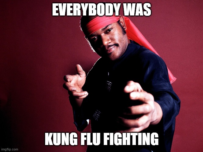 Kung Flu Fighting | EVERYBODY WAS; KUNG FLU FIGHTING | image tagged in kung flu fighting | made w/ Imgflip meme maker