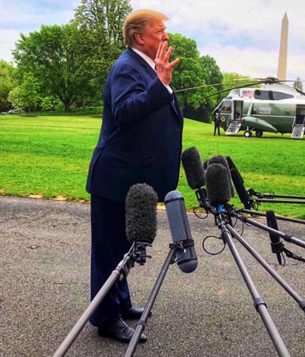 Trump leaning forward because he wears shoe lifts Blank Meme Template