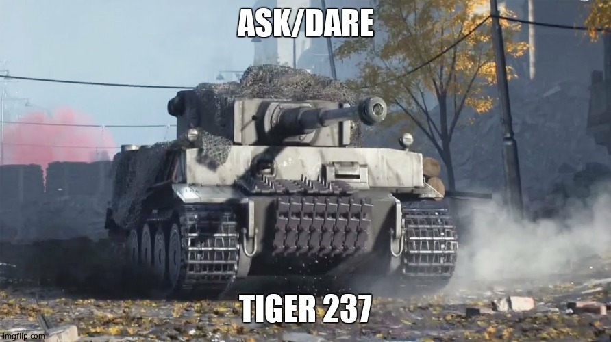 Ask and dare my tank | ASK/DARE; TIGER 237 | image tagged in tiger 237 | made w/ Imgflip meme maker