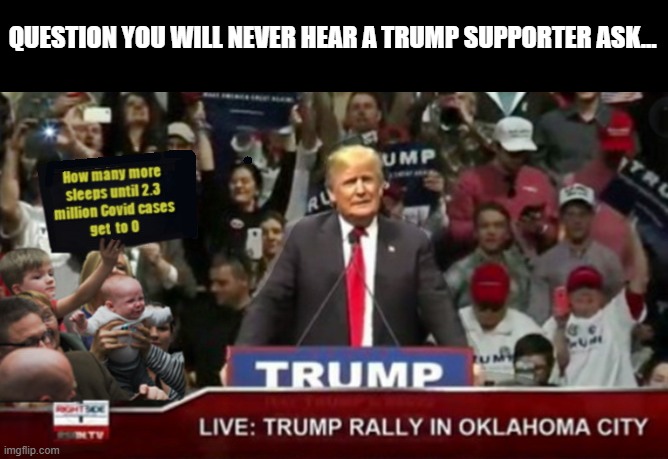Trump's war on reality... | QUESTION YOU WILL NEVER HEAR A TRUMP SUPPORTER ASK... | image tagged in donald trump,trump is a moron,donald trump is an idiot,crooked,trump lies | made w/ Imgflip meme maker