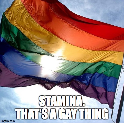 pride month | STAMINA. THAT'S A GAY THING | image tagged in pride,meme | made w/ Imgflip meme maker
