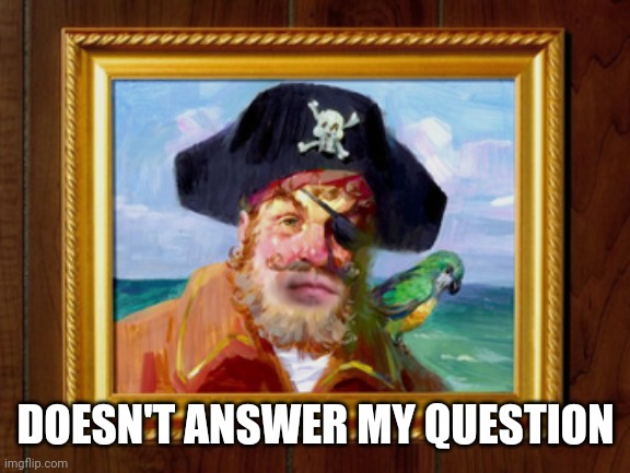 Painty the Pirate | DOESN'T ANSWER MY QUESTION | image tagged in painty the pirate | made w/ Imgflip meme maker