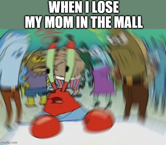 Mr Krabs Blur Meme Meme | WHEN I LOSE MY MOM IN THE MALL | image tagged in memes,mr krabs blur meme | made w/ Imgflip meme maker