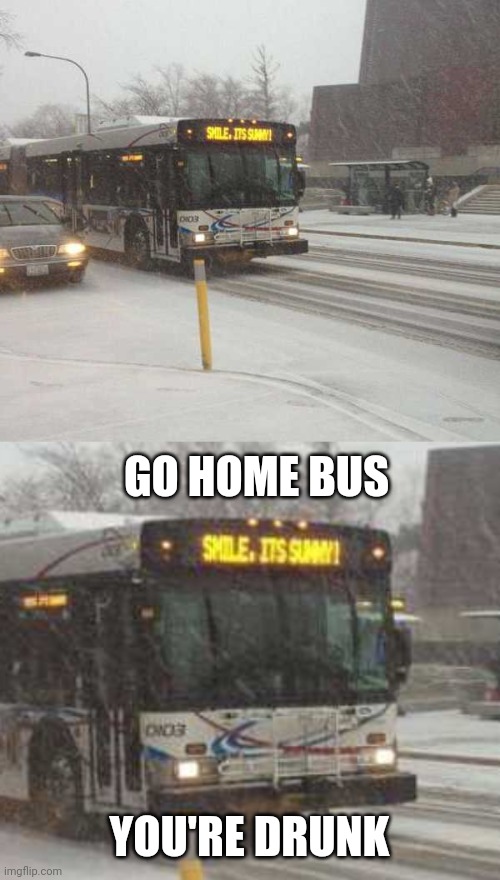 MAYBE THEY HAD TOO MUCH | GO HOME BUS; YOU'RE DRUNK | image tagged in memes,fail,go home youre drunk | made w/ Imgflip meme maker