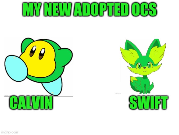 Calvin and swift. | MY NEW ADOPTED OCS; CALVIN                            SWIFT | image tagged in blank white template | made w/ Imgflip meme maker