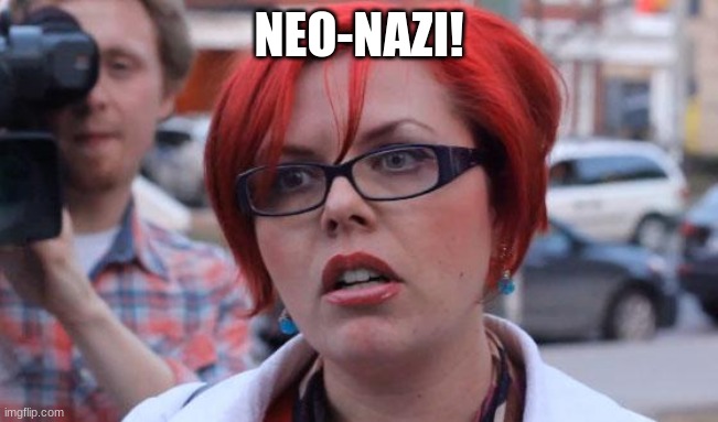 Angry Feminist | NEO-NAZI! | image tagged in angry feminist | made w/ Imgflip meme maker