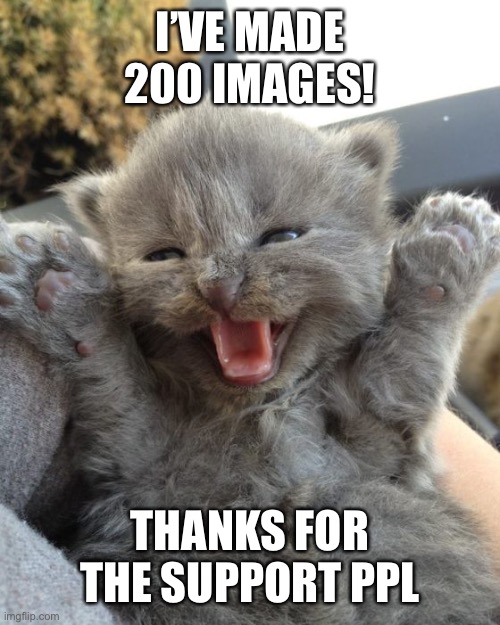 Yay Kitty | I’VE MADE 200 IMAGES! THANKS FOR THE SUPPORT PPL | image tagged in yay kitty | made w/ Imgflip meme maker