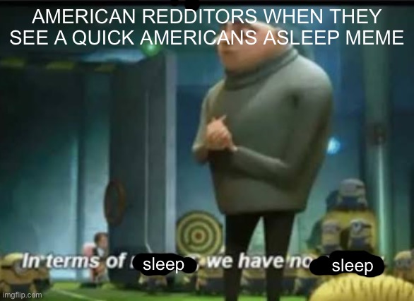 In terms of money | AMERICAN REDDITORS WHEN THEY SEE A QUICK AMERICANS ASLEEP MEME; sleep; sleep | image tagged in in terms of money,memes | made w/ Imgflip meme maker