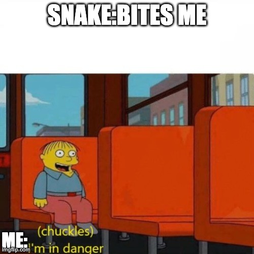 chuclin | SNAKE:BITES ME; ME: | image tagged in chuckles im in danger | made w/ Imgflip meme maker