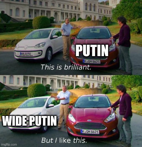 This Is Brilliant But I Like This | PUTIN WIDE PUTIN | image tagged in this is brilliant but i like this | made w/ Imgflip meme maker