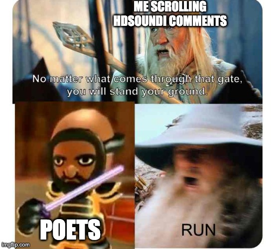 Everyone thinks they are a poet. | ME SCROLLING HDSOUNDI COMMENTS; POETS | image tagged in youtube,gandalf | made w/ Imgflip meme maker