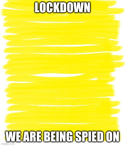 Attention Yellow Background | LOCKDOWN; WE ARE BEING SPIED ON | image tagged in attention yellow background | made w/ Imgflip meme maker