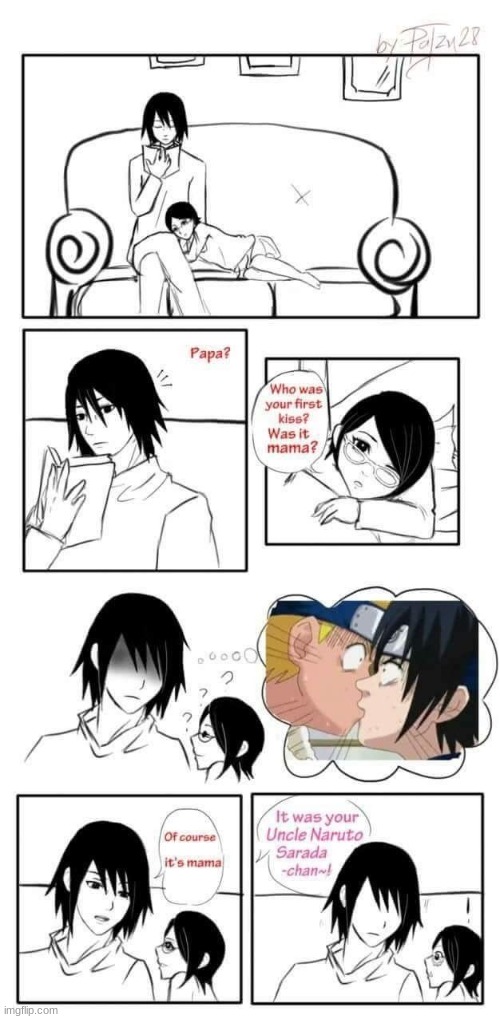 Heh | image tagged in naruto,sasuke,kiss | made w/ Imgflip meme maker
