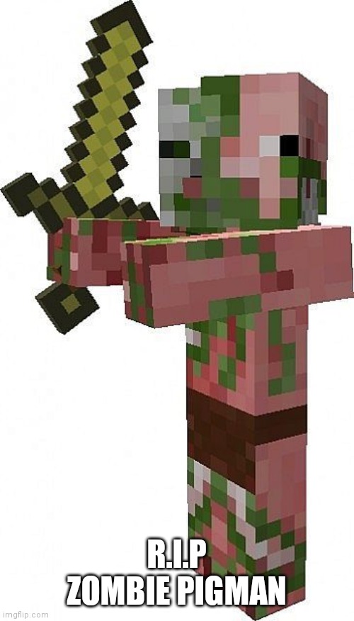 Zombie pigman | R.I.P ZOMBIE PIGMAN | image tagged in zombie pigman | made w/ Imgflip meme maker