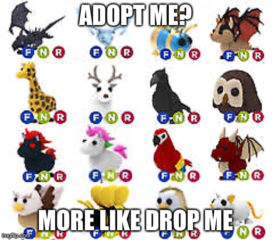 Drop me | ADOPT ME? MORE LIKE DROP ME | image tagged in adopt me pets,funny,roblox | made w/ Imgflip meme maker