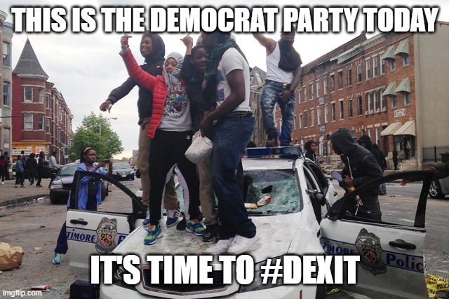 There is literally no reason to vote for this crap.  #dexit | THIS IS THE DEMOCRAT PARTY TODAY; IT'S TIME TO #DEXIT | image tagged in riot,democrat party left me behind,make america great again again | made w/ Imgflip meme maker