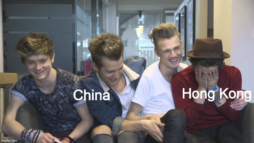 The Vamps Connor, James and Tristan laughing while Brad cries | Hong Kong; China | image tagged in the vamps connor james and tristan laughing while brad cries | made w/ Imgflip meme maker
