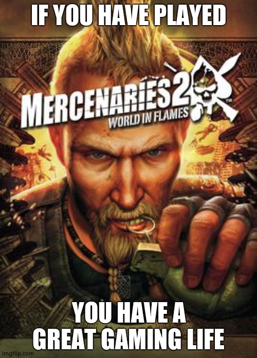 Mercenaries 2 | IF YOU HAVE PLAYED; YOU HAVE A GREAT GAMING LIFE | image tagged in mercenaries 2 | made w/ Imgflip meme maker