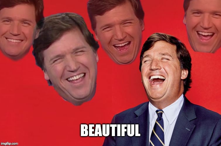 Tucker laughs at libs | BEAUTIFUL | image tagged in tucker laughs at libs | made w/ Imgflip meme maker