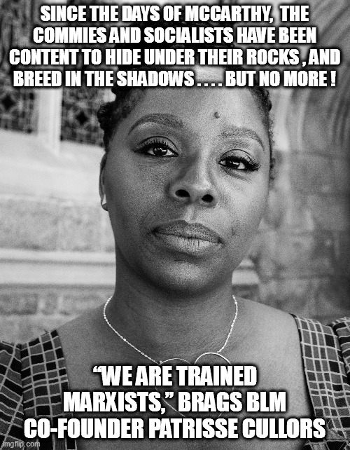 Time for the horde of cockroaches to abandon the sewers and swarm the surface-dwellers! | SINCE THE DAYS OF MCCARTHY,  THE COMMIES AND SOCIALISTS HAVE BEEN CONTENT TO HIDE UNDER THEIR ROCKS , AND BREED IN THE SHADOWS . . . . BUT NO MORE ! “WE ARE TRAINED MARXISTS,” BRAGS BLM CO-FOUNDER PATRISSE CULLORS | image tagged in commies,blm | made w/ Imgflip meme maker