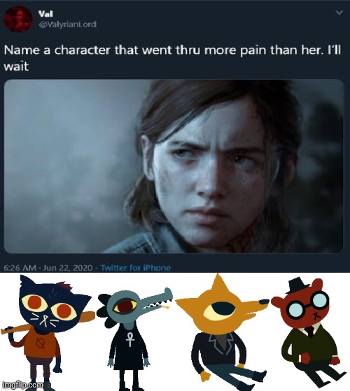 I can name four! | image tagged in name a character,night in the woods,memes | made w/ Imgflip meme maker