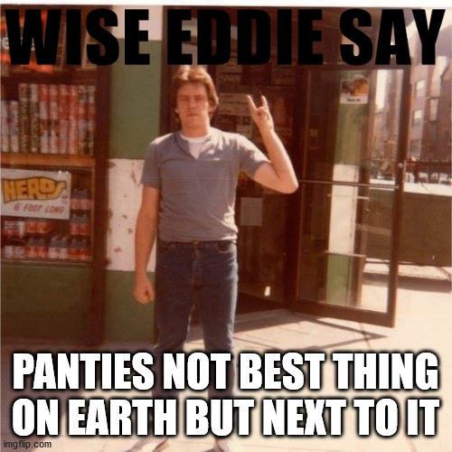 WISE EDDIE | PANTIES NOT BEST THING ON EARTH BUT NEXT TO IT | image tagged in confucius says | made w/ Imgflip meme maker